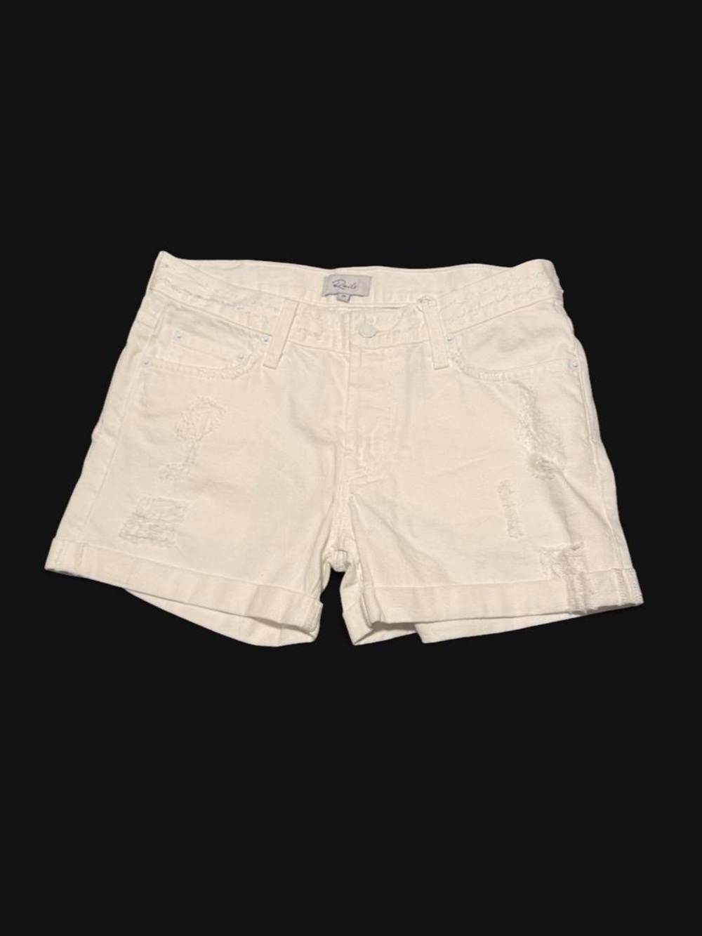 Rails “Logan” White Distressed Denim Shorts Size 26 Women’s